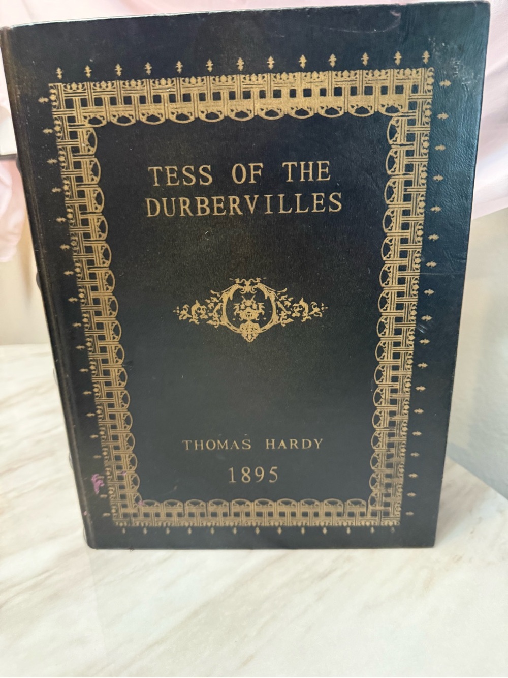Book-Shaped black faux leather gold Tess of the D’Urbervilles hallow center